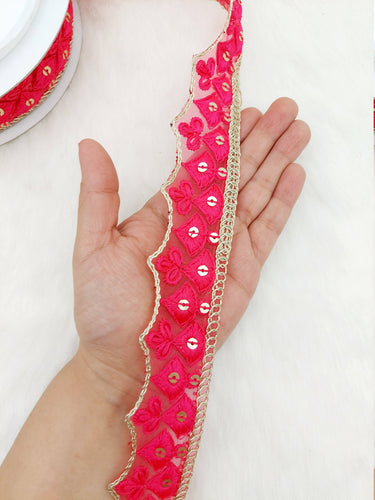 Embroidered Scallop Lace Trim, Gold Sequins Trimming, 3 Yards Trim Sewing Decorative Ribbon